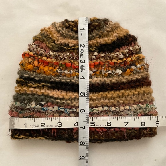 Made in Nepal 100% Wool Multicolor Hand Knit Crocheted Beanie Hat O/S NWOT - Picture 5 of 9